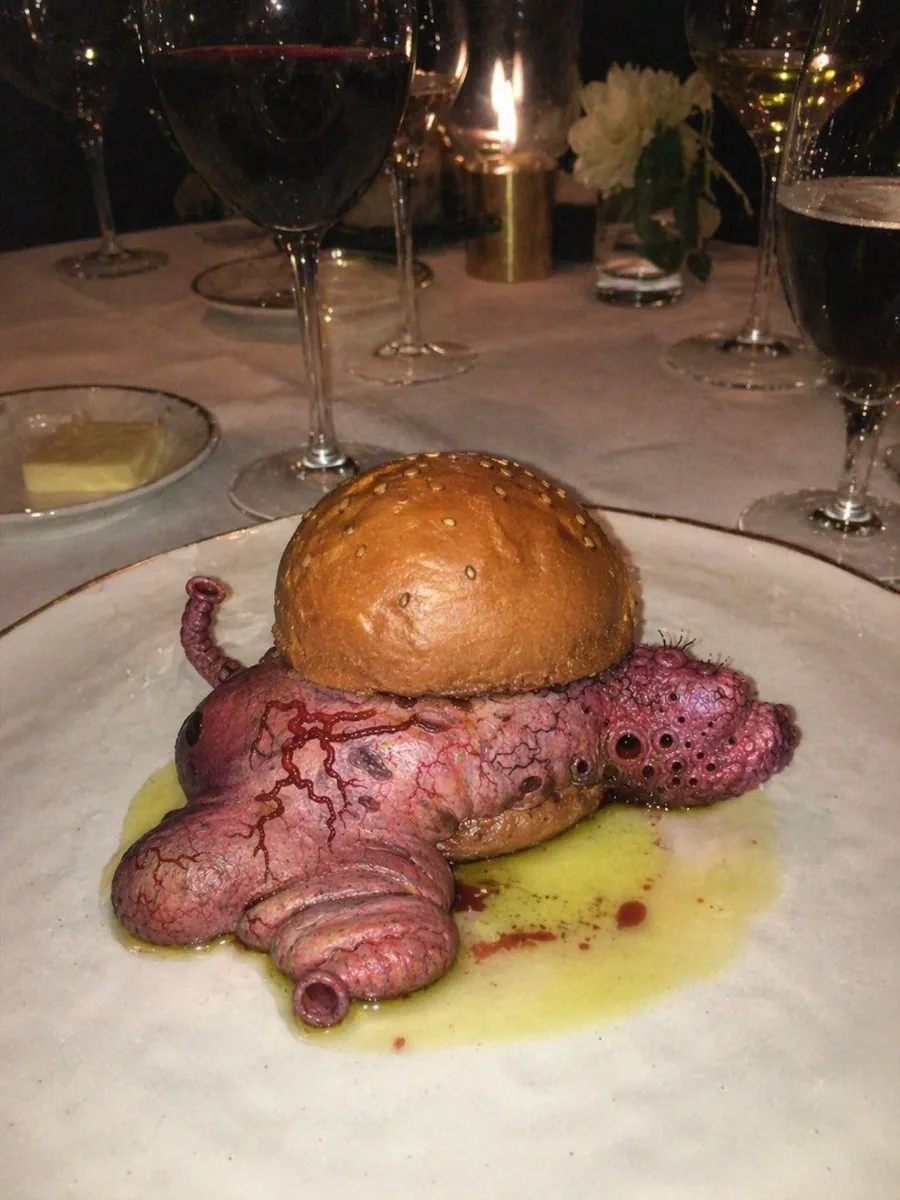 Surreal Octopus Burger Fine Dining Photo reference