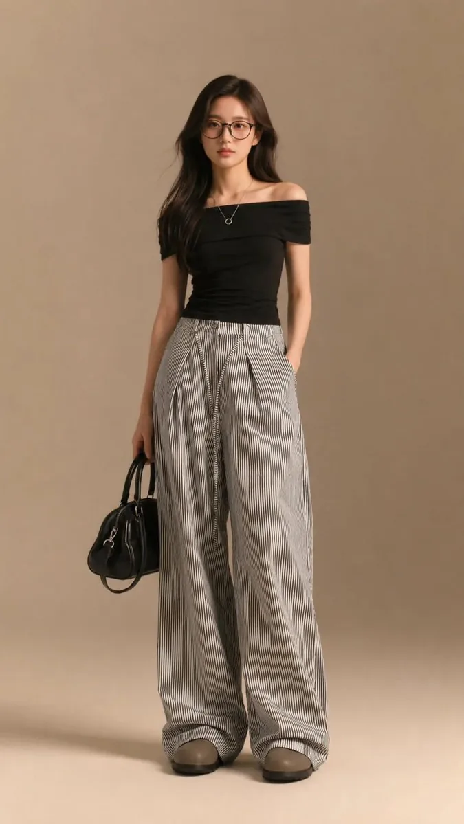 High-End Pinstripe Fashion Portrait reference