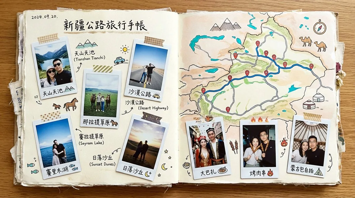 Xinjiang Road Trip Scrapbook Spread reference