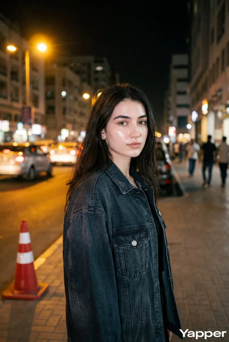 Night Street Portrait with Flash Prompt reference