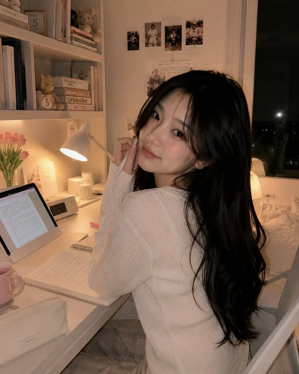 Cozy Study Room Night Portrait reference