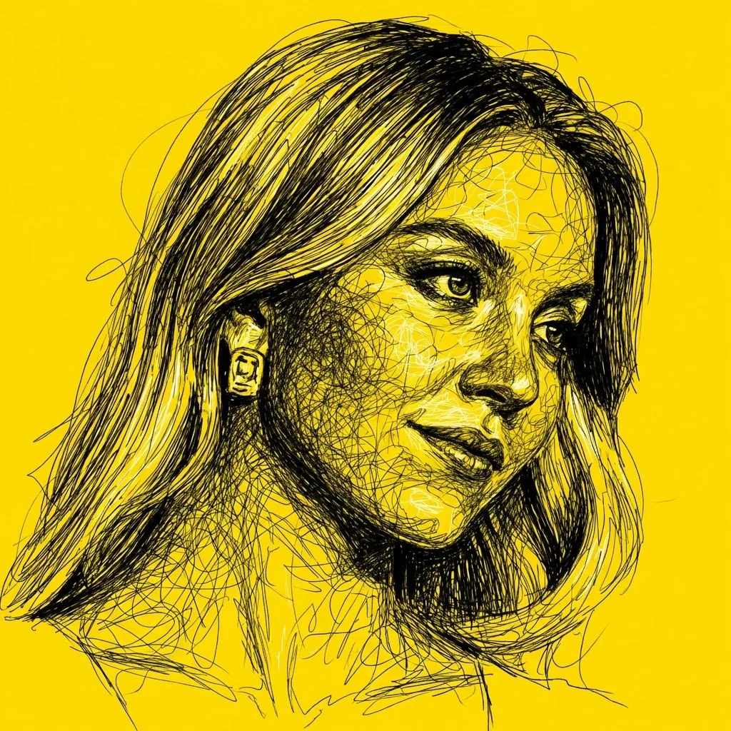 High Contrast Scribble Art Portrait reference