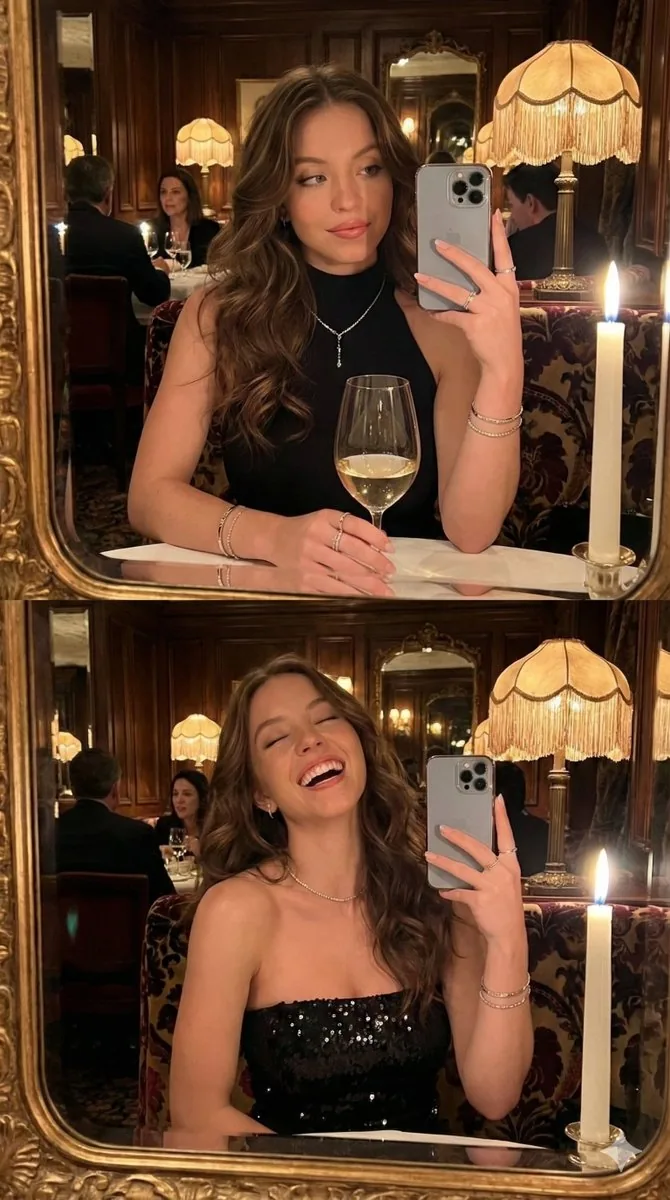 Ultra-Photorealistic Mirror Selfie POV in a Vintage Bistro (Duplicate) - Nano Banana Pro AI Prompt for Social Media Post reference