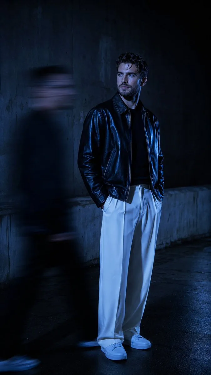 Urban Alley Night Portrait with Motion Blur reference