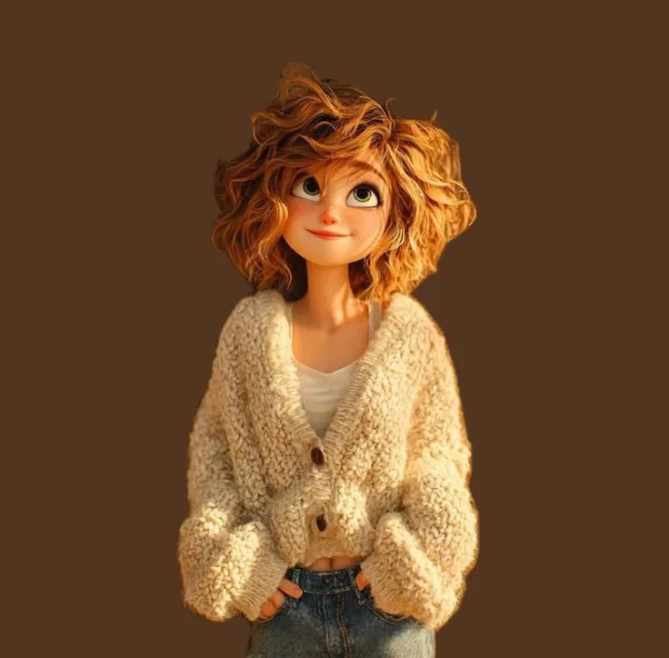 Pixar Style Curly Haired Girl reference