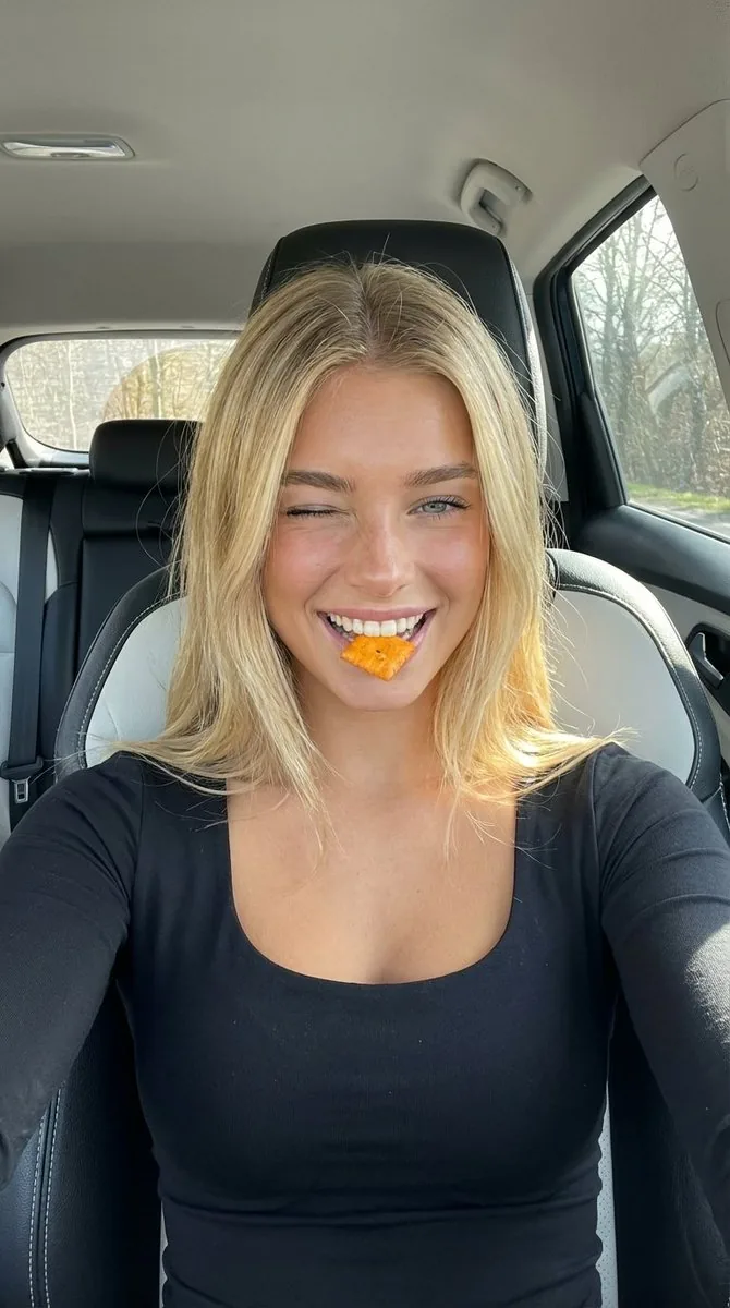 Car Selfie with Cheese Cracker Prompt reference