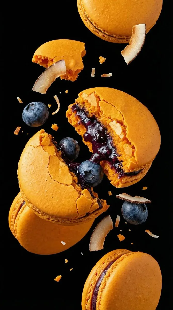 Luxury Floating Macarons Ad reference