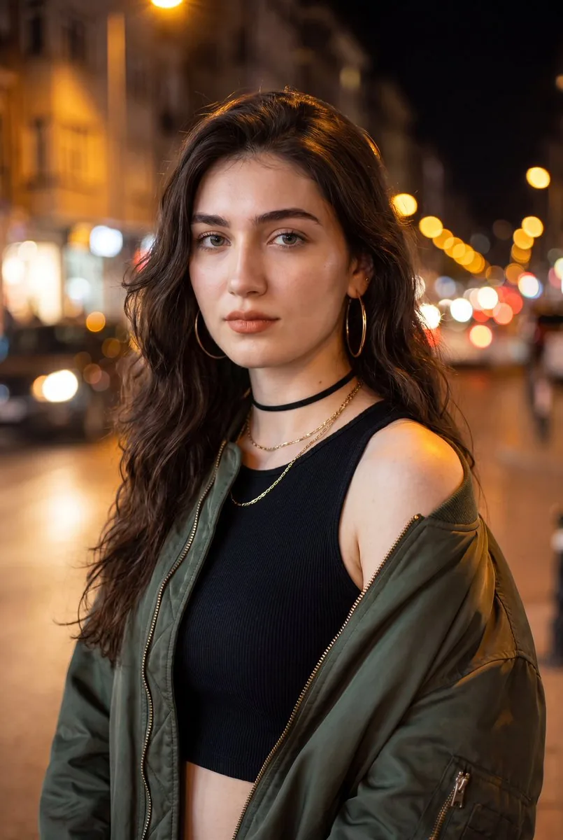 Ultra-Realistic Night Street Portrait - Nano Banana Pro AI Prompt for Social Media Post reference