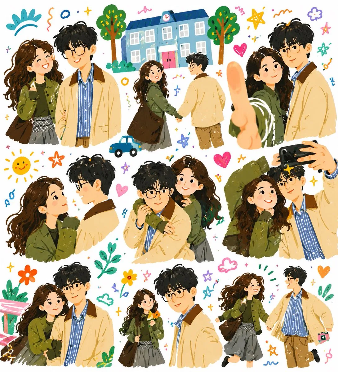 Whimsical Couple Diary Collage reference