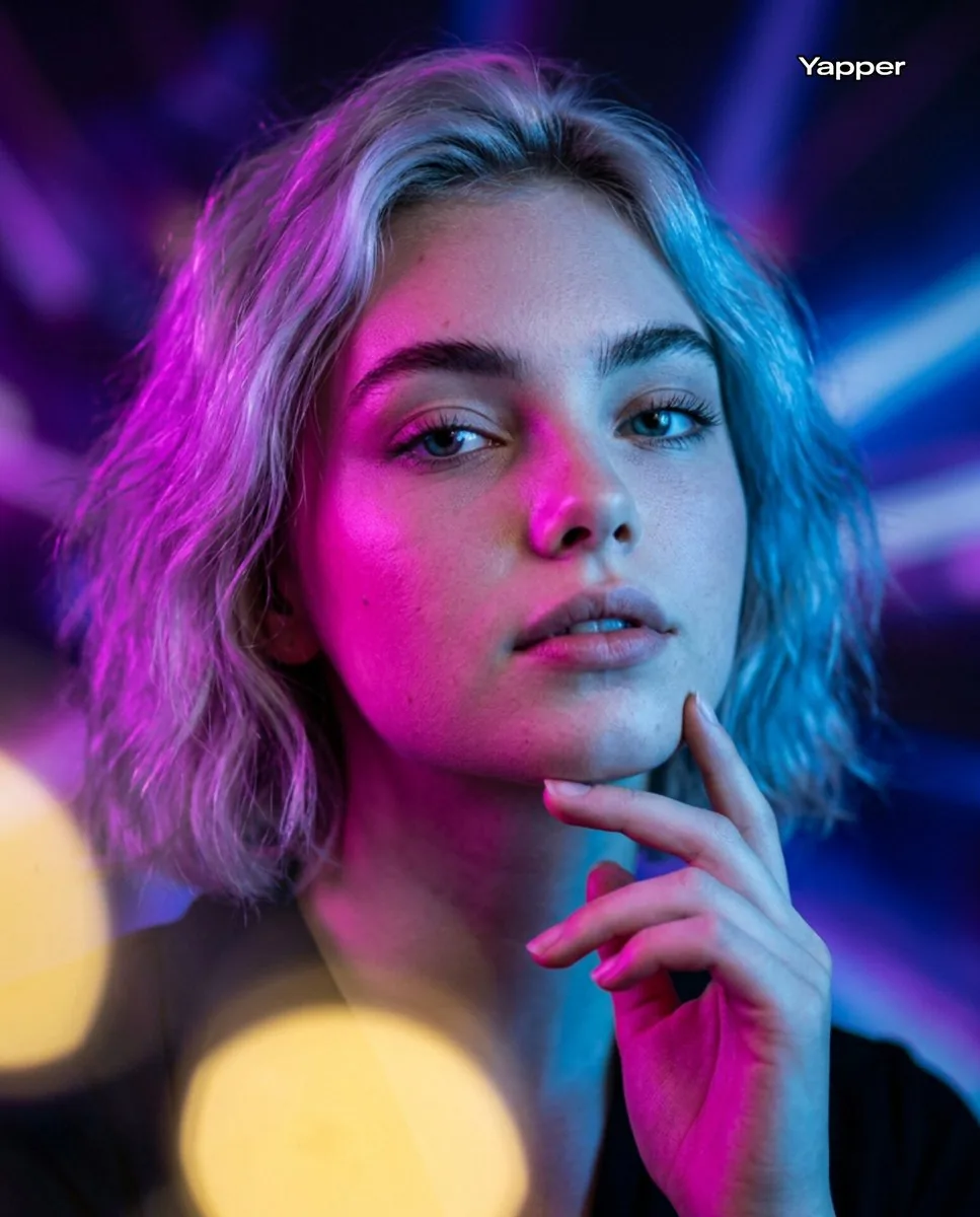 Neon Bi-Color Cinematic Portrait reference