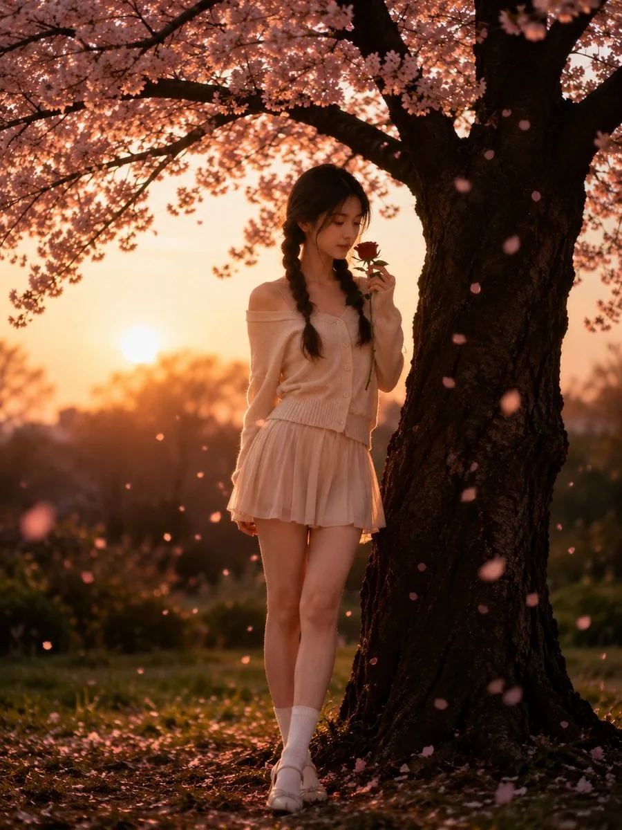 Cinematic Spring Cherry Blossom Portrait reference
