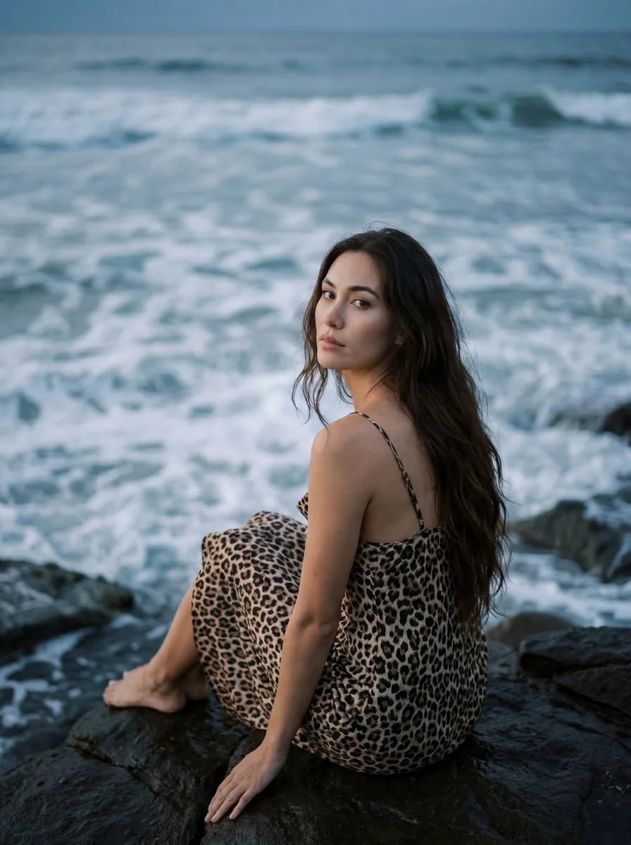 Cinematic Coastal Leopard Fashion - Nano Banana Pro AI Prompt for Social Media Post reference