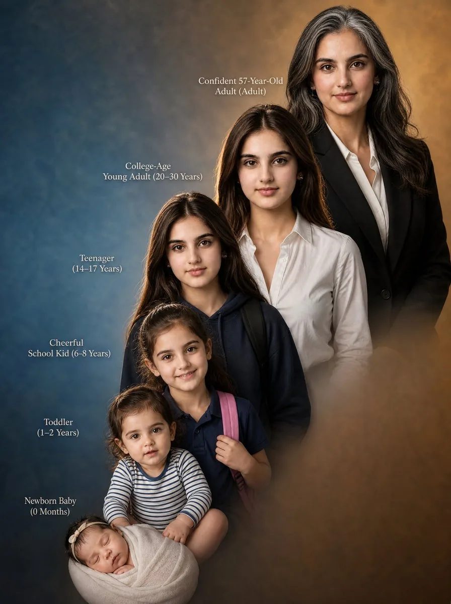 Female Life Progression Portrait reference
