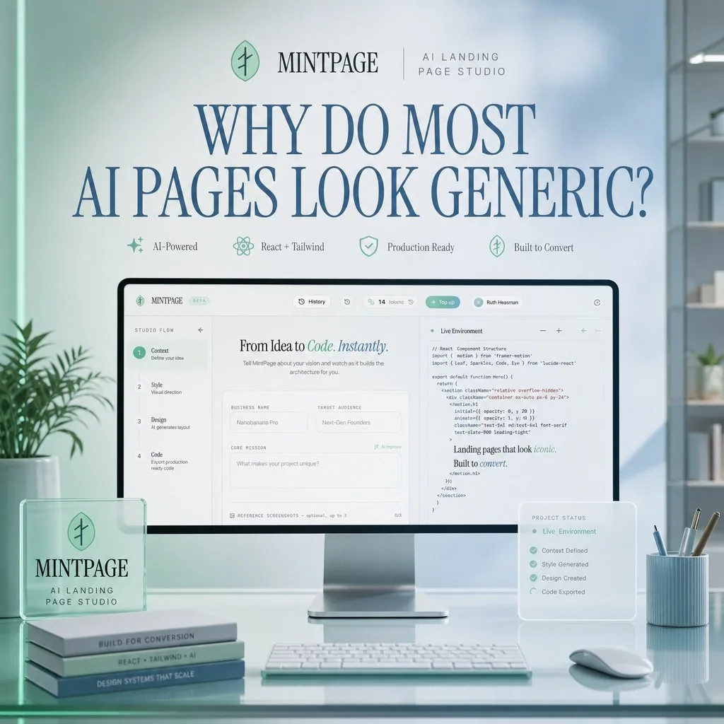 Mintpage AI Landing Page Hero reference