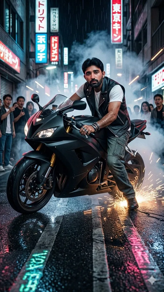 Tokyo Neon Motorcycle Drift reference