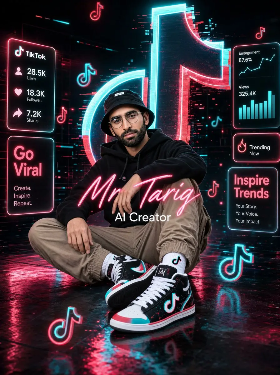 Neon TikTok AI Creator Poster reference