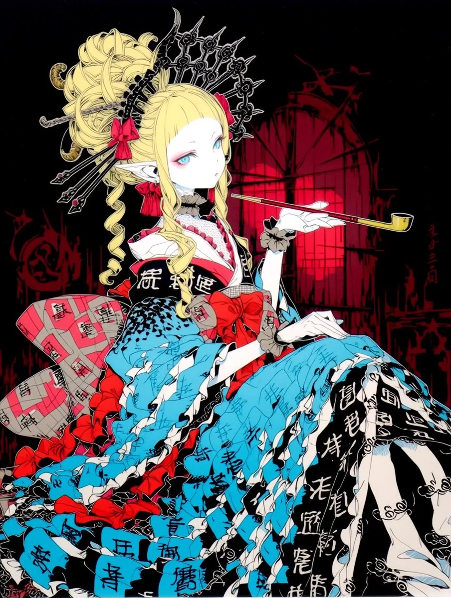 Gothic Oiran Anime Portrait reference