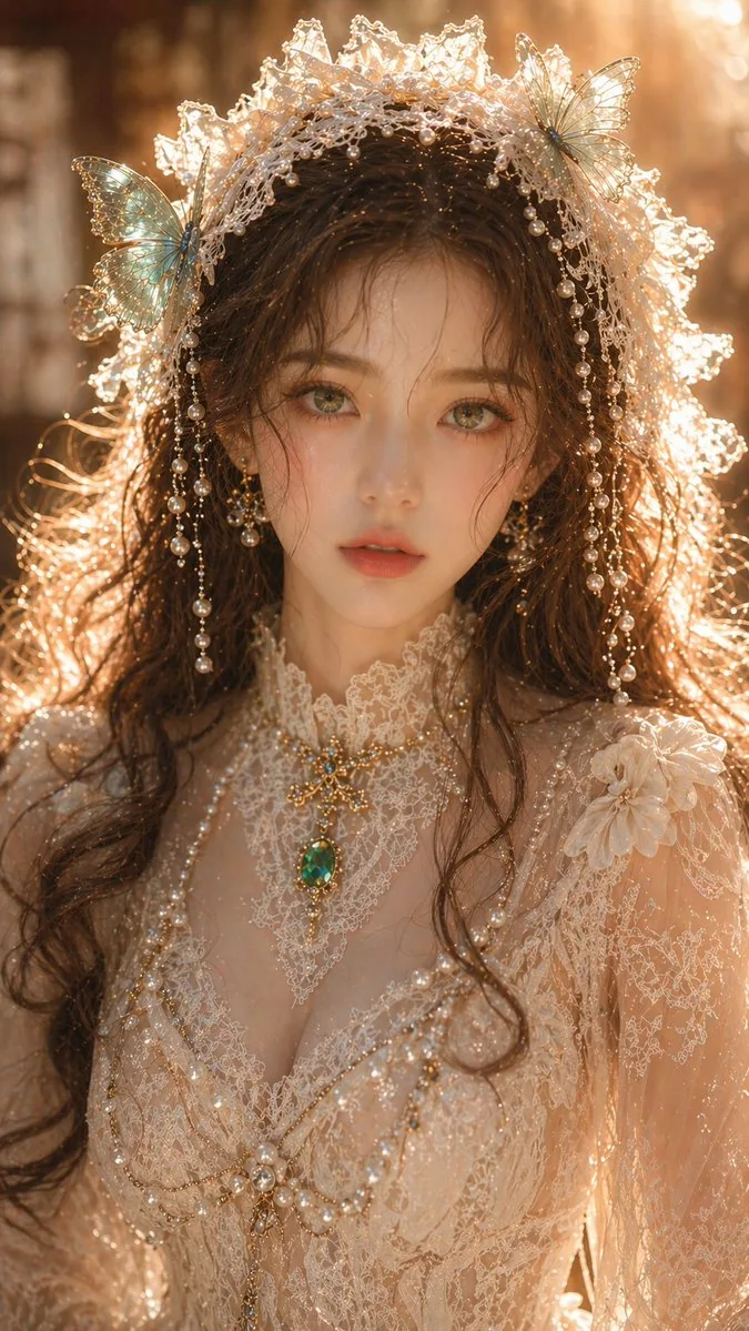 Dreamy Oriental female portrait prompt reference