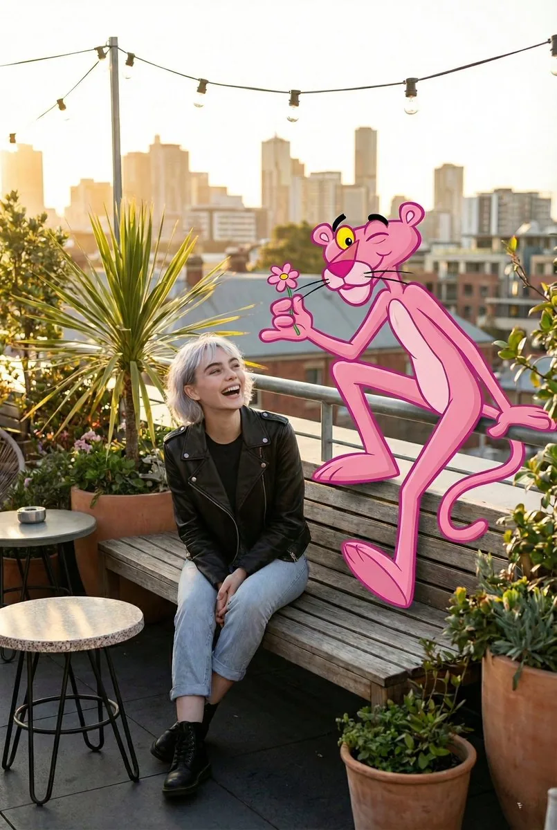 Cartoon Character in Art Gallery Scene Prompt reference