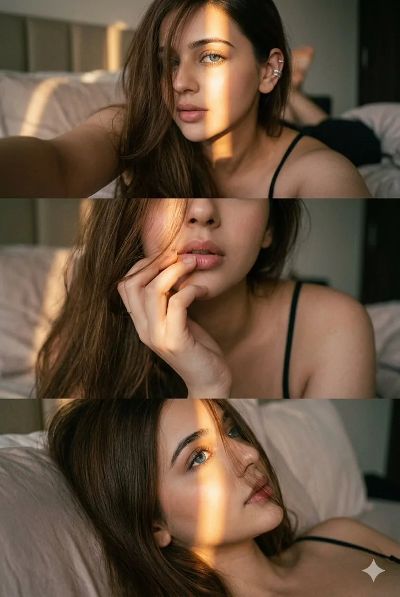 JSON Triptych Prompt for Intimate Bedroom Scene - Nano Banana Pro AI Prompt for Social Media Post reference