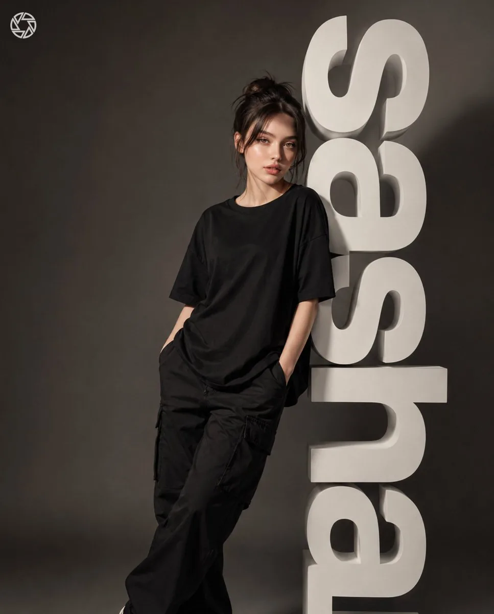 3D Block Letter Fashion Portrait reference