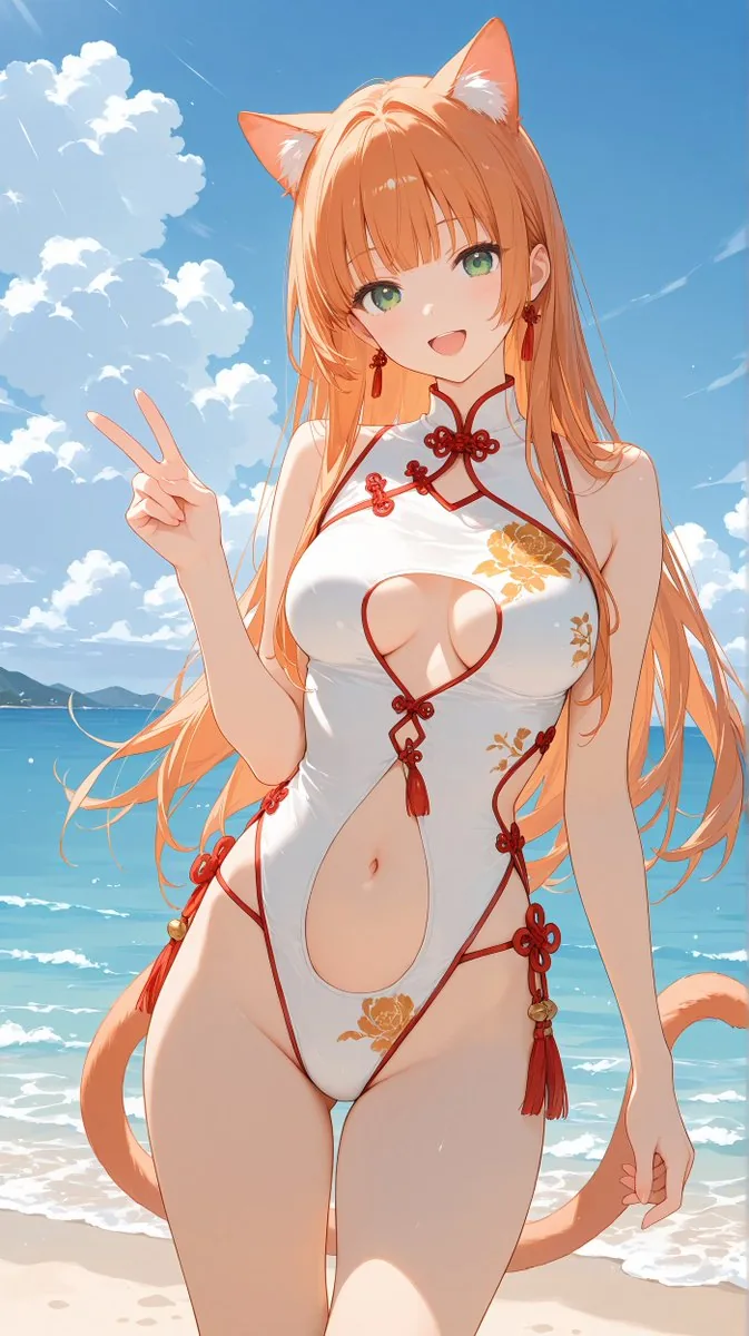 Anime Illustration Prompt for China Dress Swimsuit reference