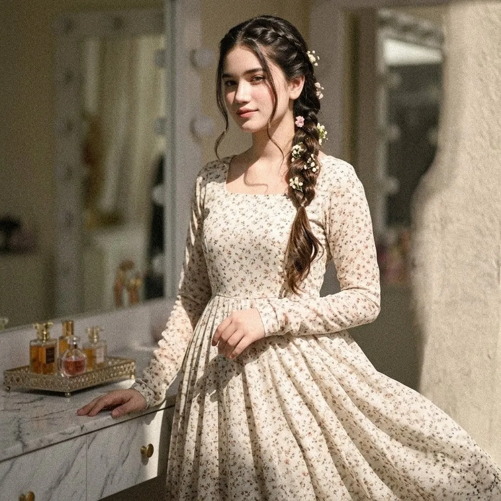 Vintage Floral Pakistani Dress Portrait reference