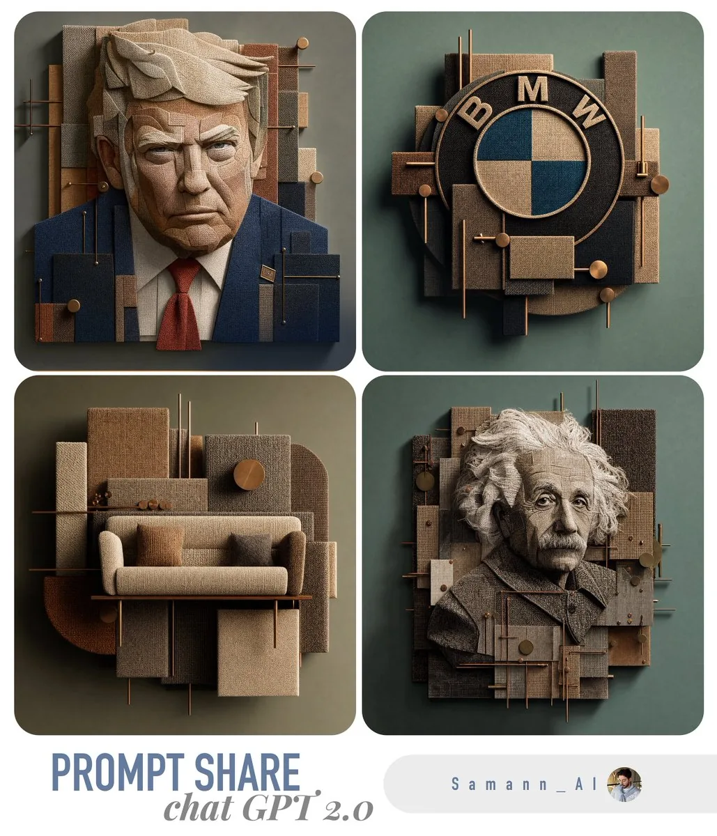 3D Fabric Art Prompt Share Collage reference