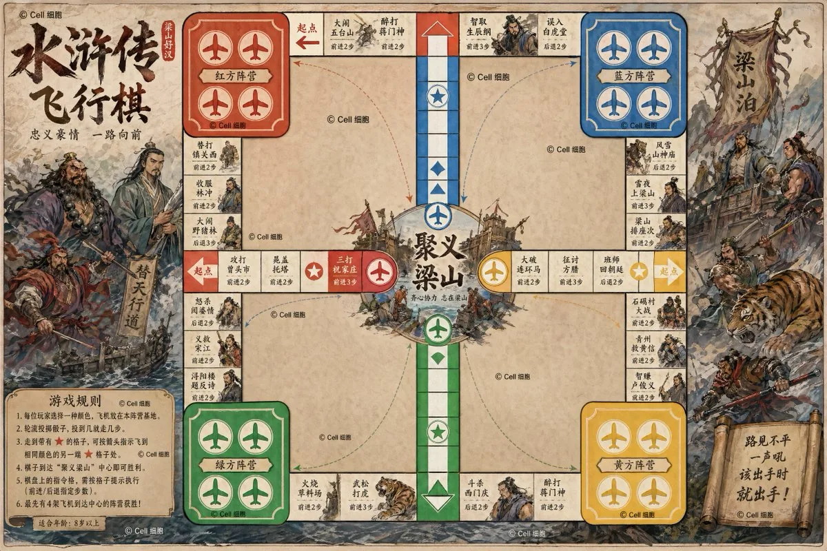 Water Margin Themed Flying Chess Board reference