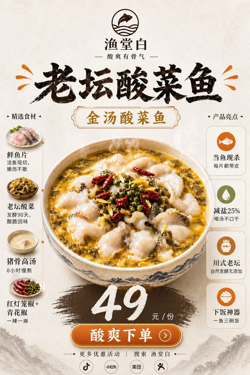 Chinese Sour Fish Restaurant Poster reference