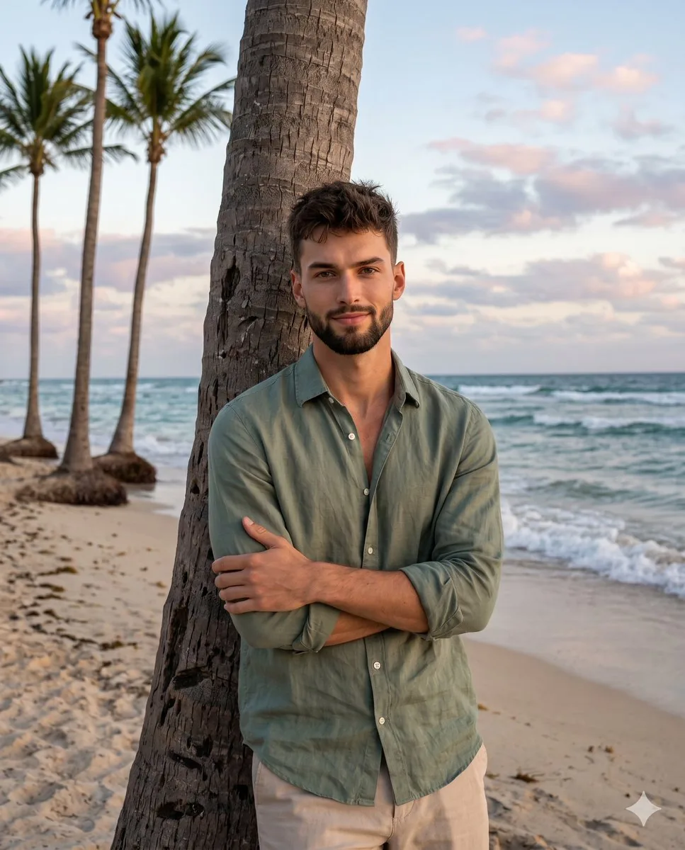 Coastal Golden Hour Portrait - Nano Banana Pro AI Prompt for Social Media Post reference