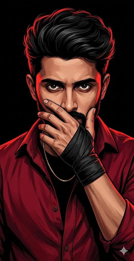 Dramatic Red Rim Lighting Portrait reference