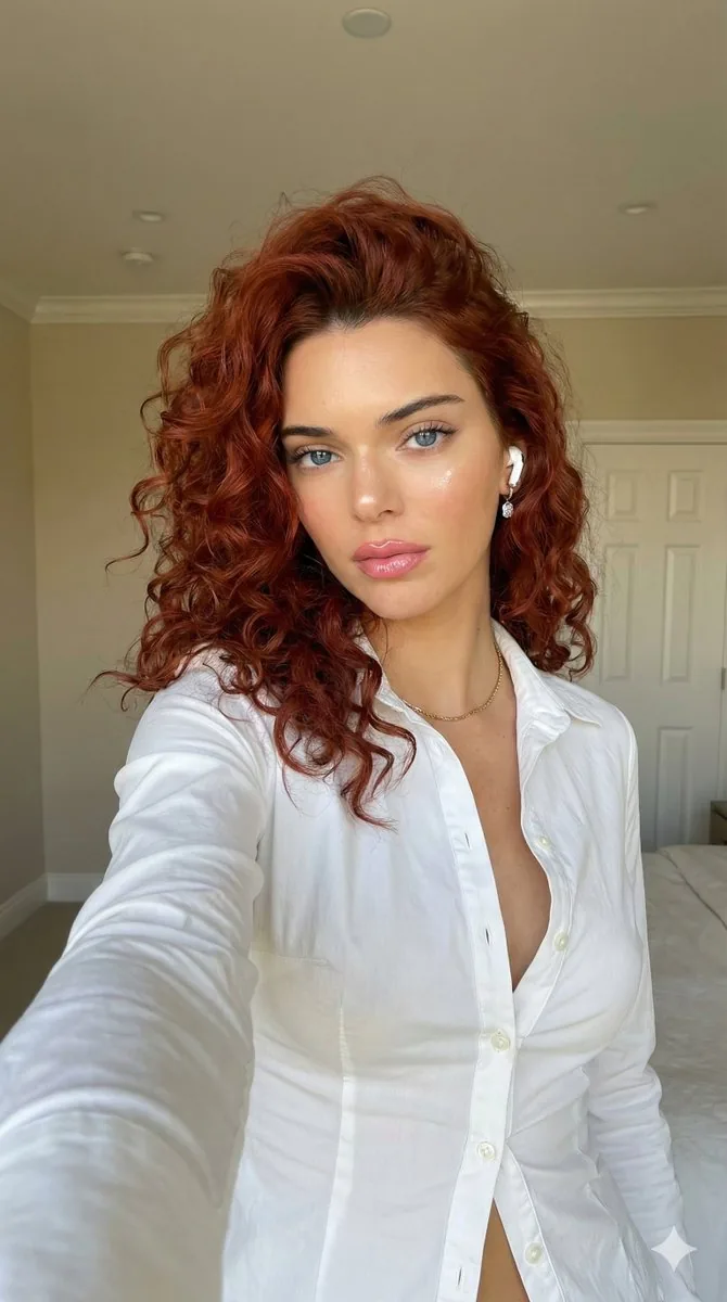 Glamorous Auburn-Haired Selfie Portrait Prompt - Nano Banana Pro AI Prompt for Social Media Post reference