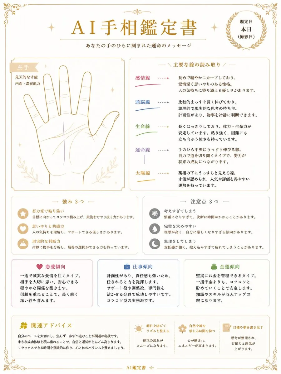 Japanese AI Palm Reading Certificate reference