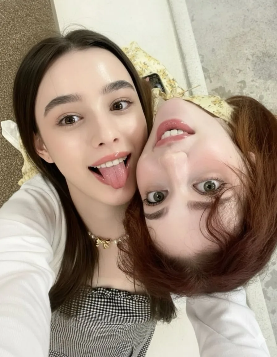 Ultra-Detailed Close-Up Selfie of Two Girls - Nano Banana Pro AI Prompt for Social Media Post reference
