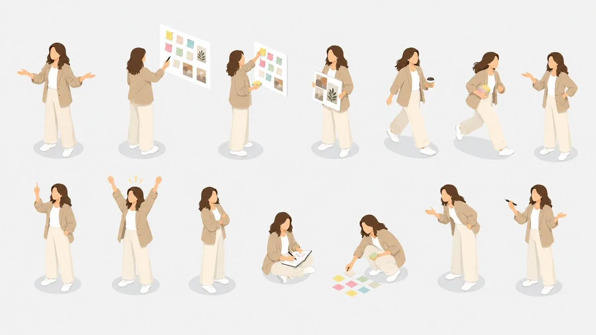 Isometric Presenter Pose Sheet reference
