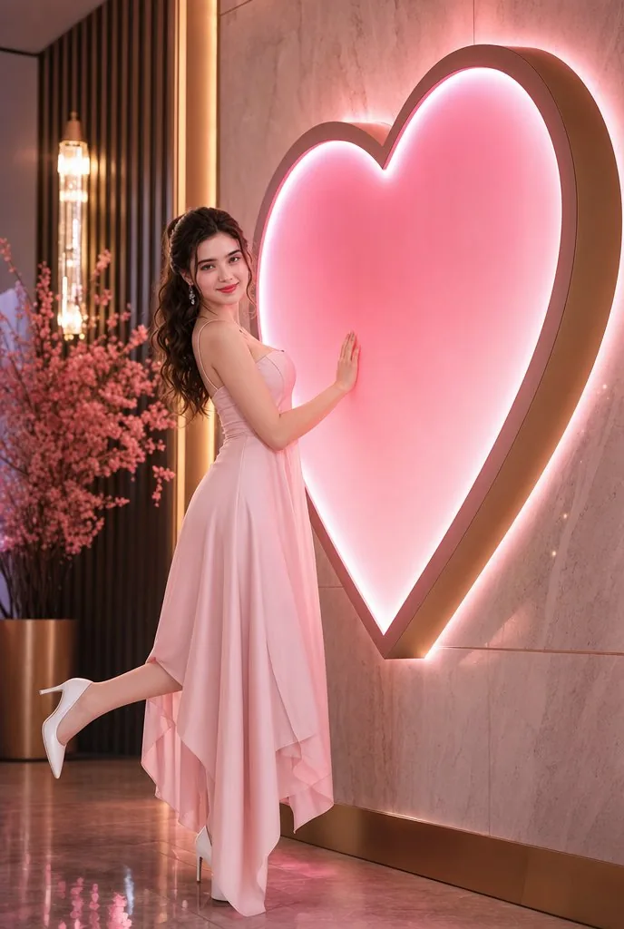 Romantic Pink Heart Fashion Portrait reference