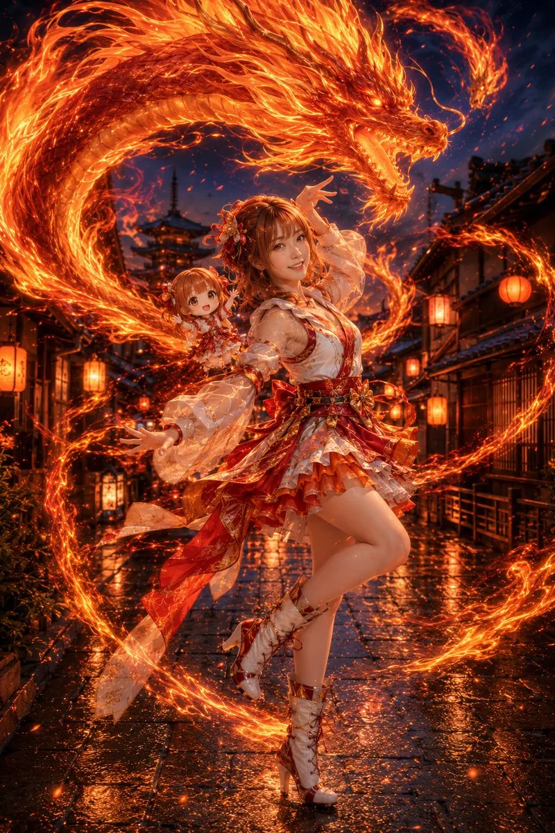 Fire Dragon Magic Girl in Old Kyoto reference
