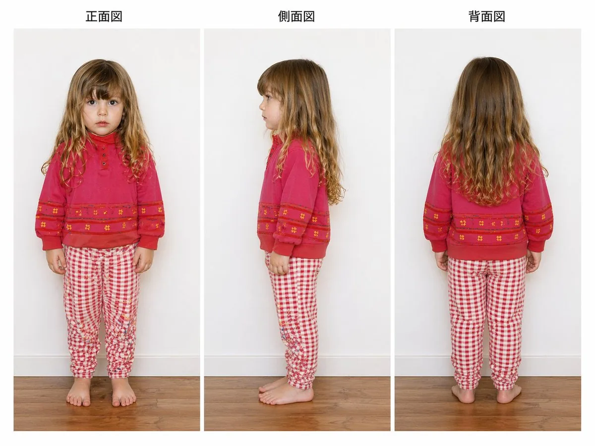 Child Three-View Clothing Reference reference