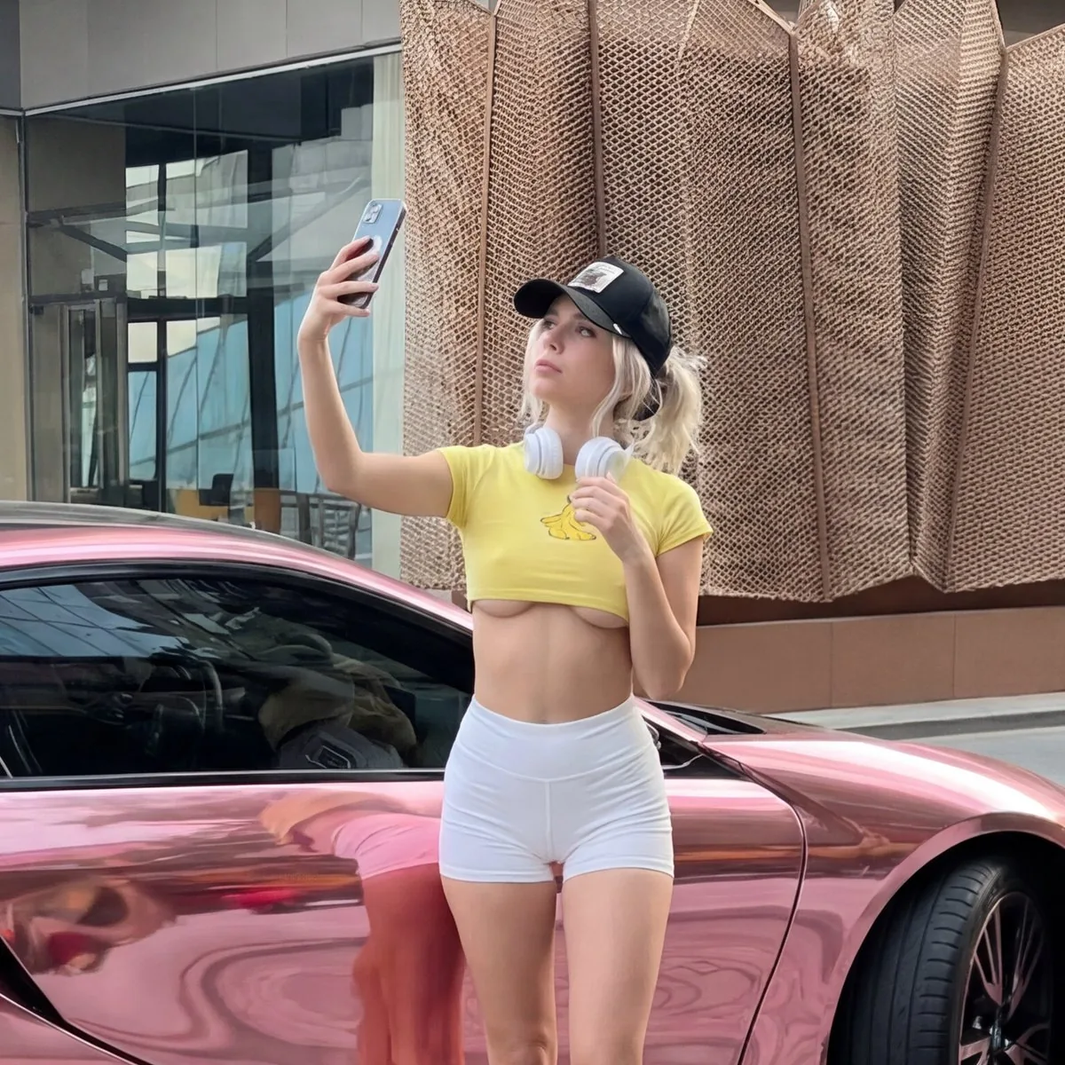 Viral Slideshow Prompt: Pink BMW Selfie - Nano Banana Pro AI Prompt for Profile / Avatar reference