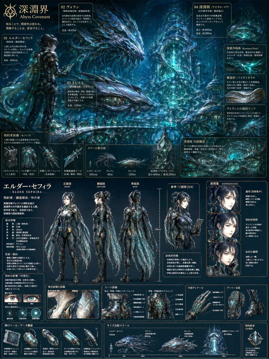 Sci-Fi Concept Art & Character Sheet reference