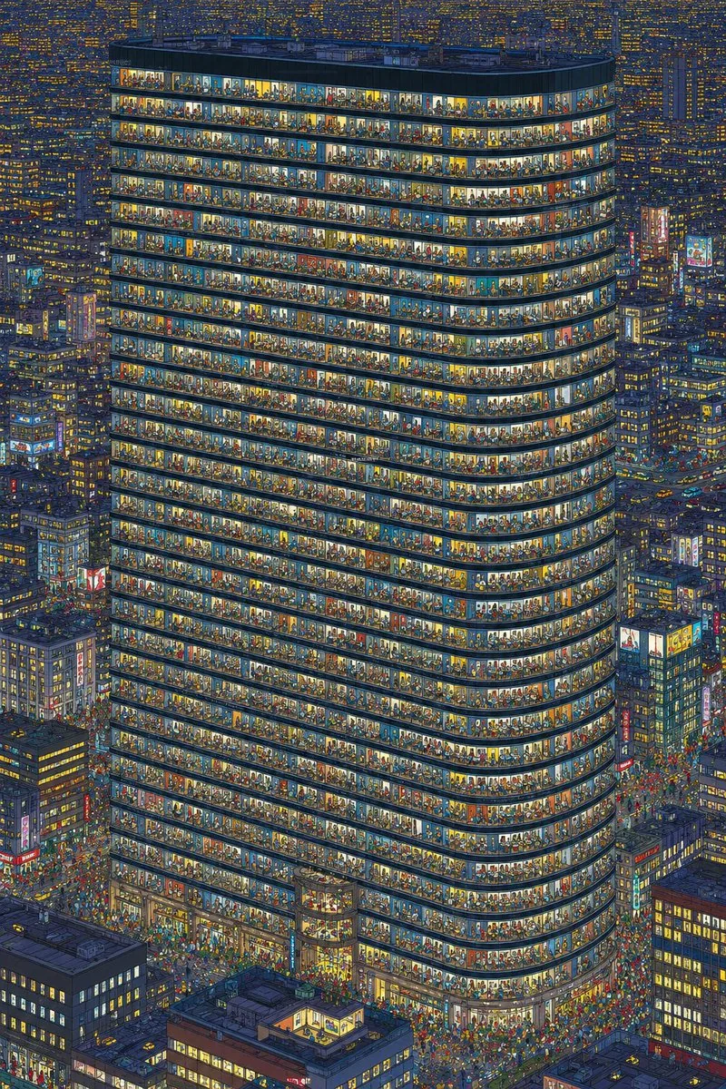 Crowded Night Office Tower reference