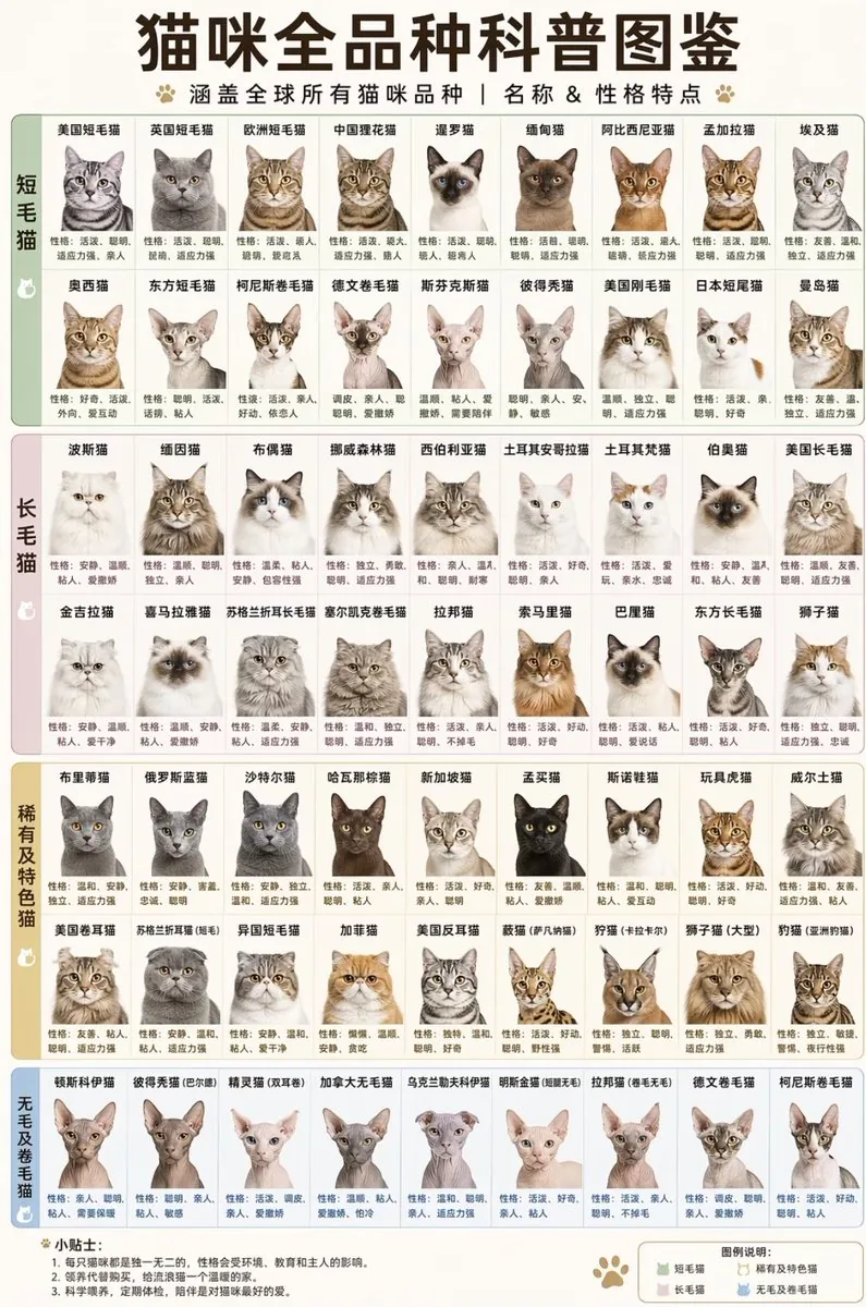 Comprehensive Cat Breed Infographic reference