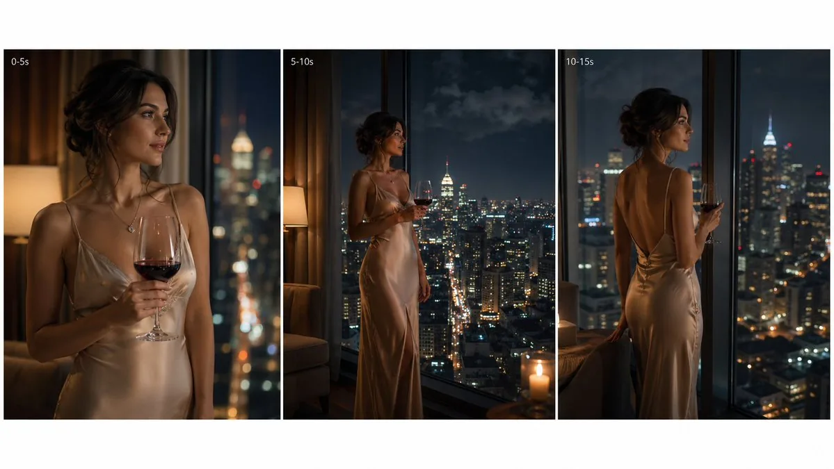Cinematic Nighttime Fashion Triptych reference
