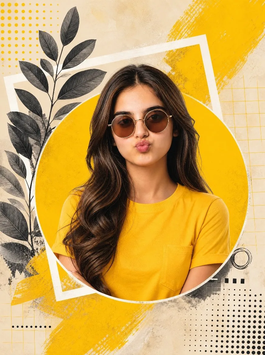 Yellow Mixed-Media Portrait Poster reference