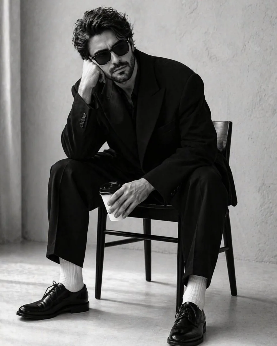 High-Contrast Monochrome Studio Portrait reference