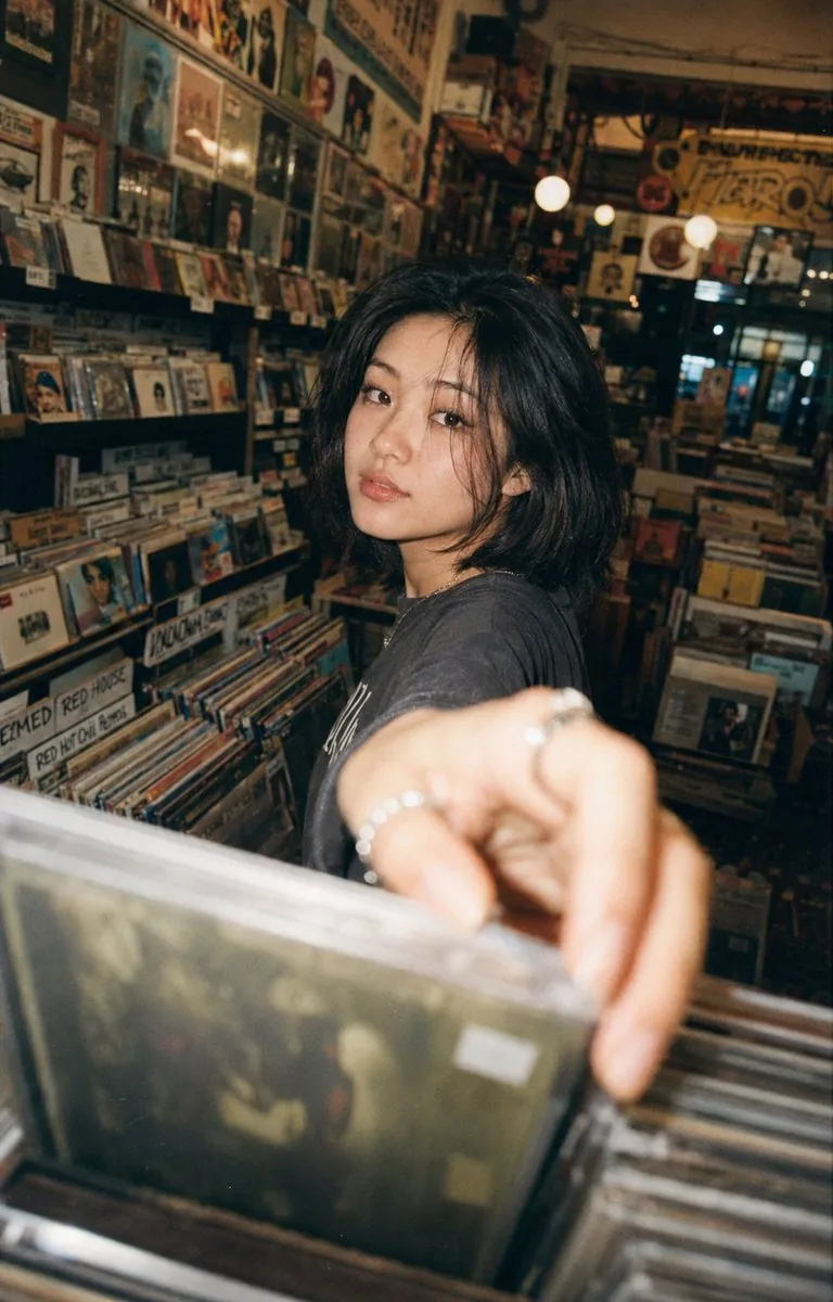 Vintage Record Store Lifestyle Portrait reference