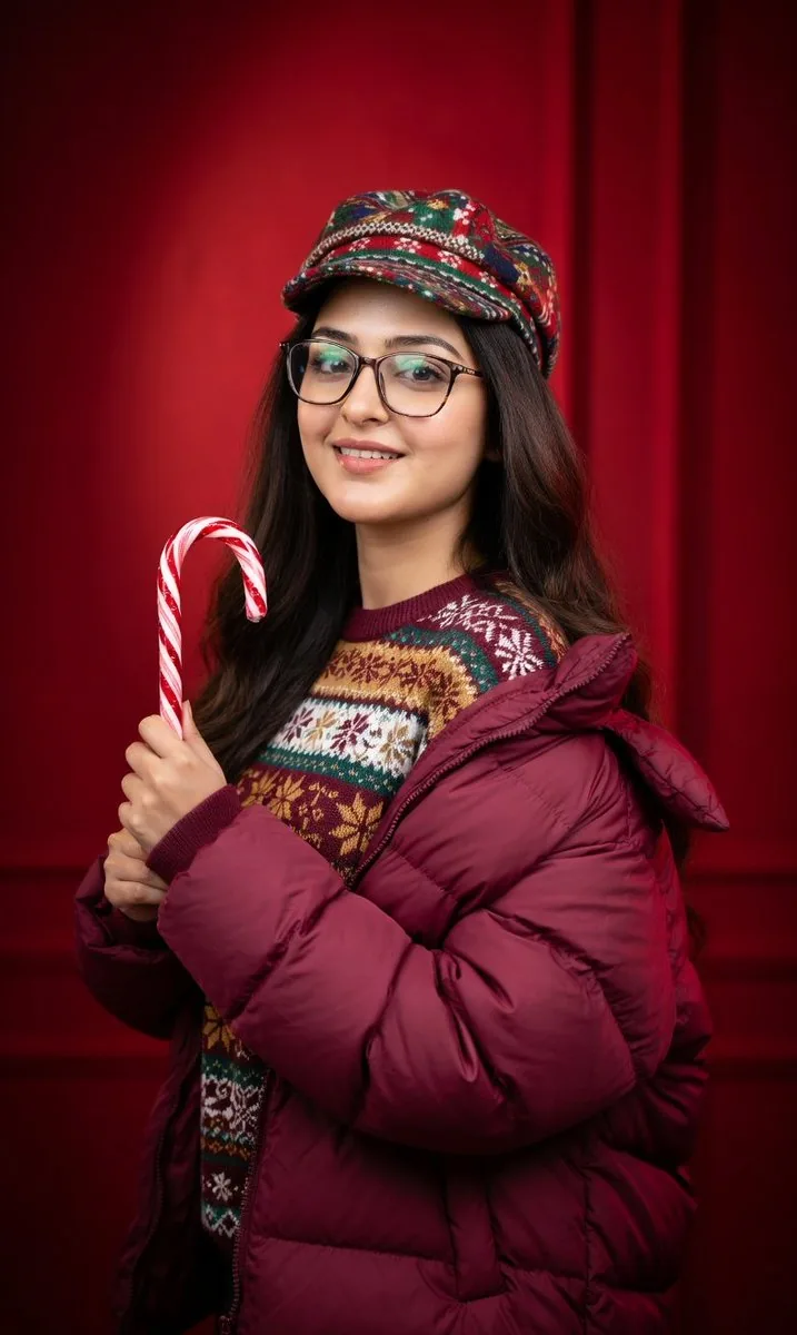 Studio Portrait with Red Gradient Background Prompt for Nano Banana Pro reference