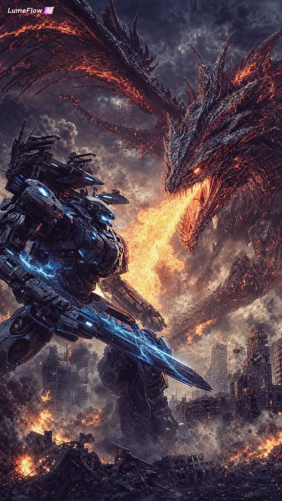 Robot vs Dragon Epic Battle reference