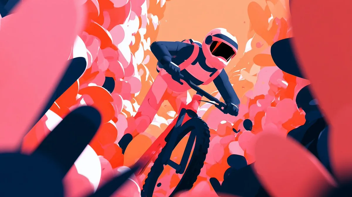 Cinematic Floral Mountain Biker reference